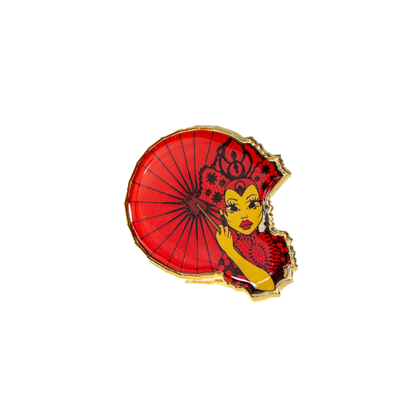Ongina's Box Product: Ongina Exclusive Pin in Red Dress with Red Headdress and Red Parasol